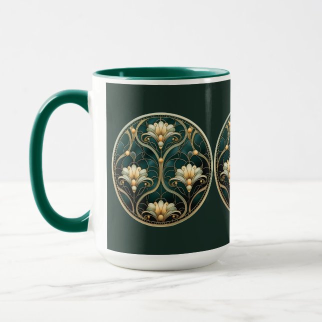 Caneca Art Deco Green White Vintage (Esquerda)