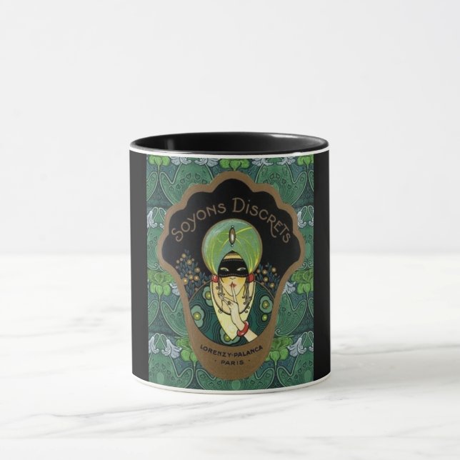 Caneca Art deco mascarada mulher vintage (Centro)