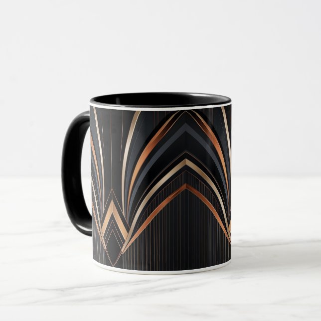 Caneca Art Deco Metallic Geometric Elegance (Frente Esquerda)