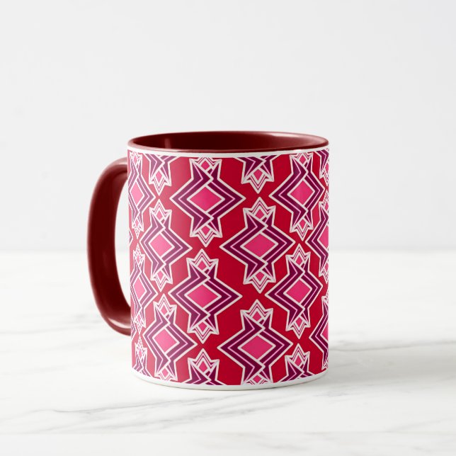 Caneca Art Deco Wallpaper Padrão, Vinho Borgonha (Frente Esquerda)