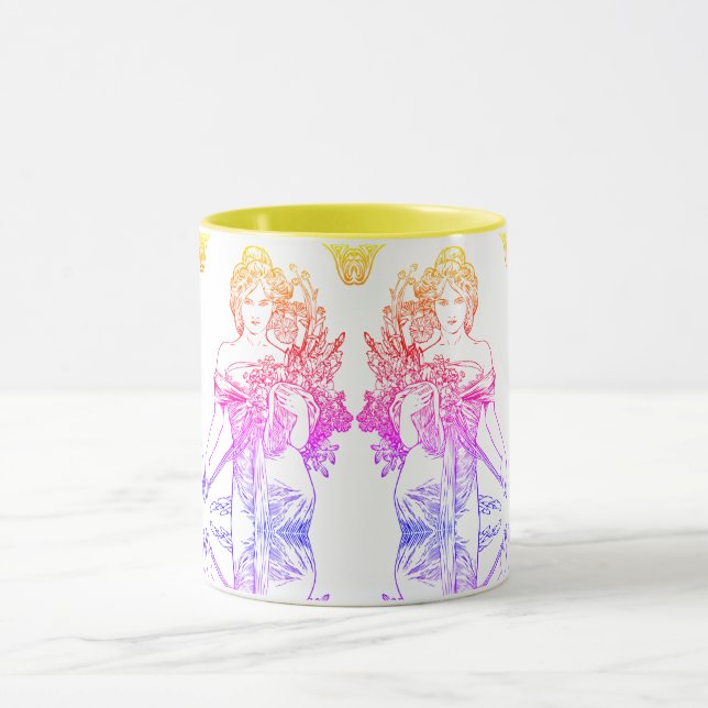 Caneca Art nouveau Alphonse Mucha flores (Centro)
