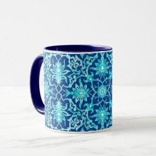 Caneca Art Nouveau Azulejo chinês - Turquesa e azul