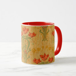 Caneca Art nouveau elegante flores de papoila floral vito