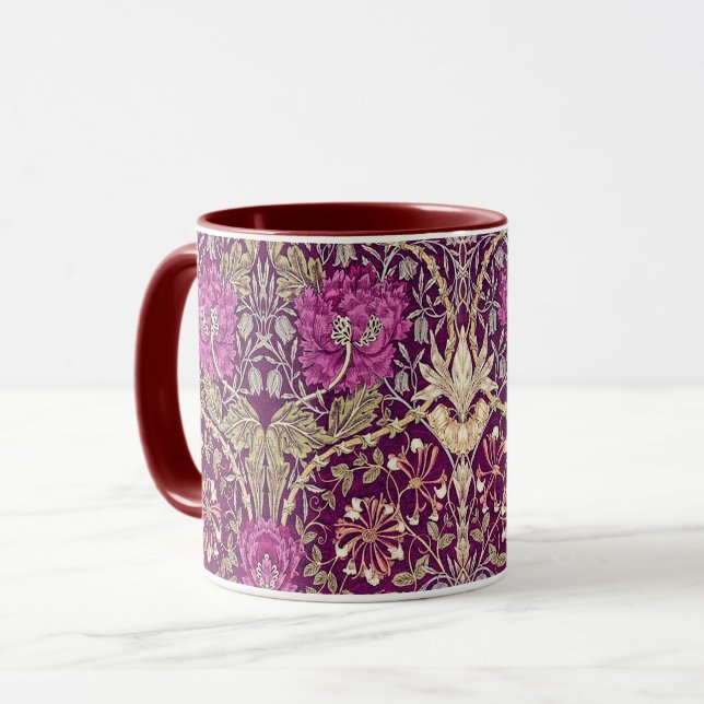 Caneca Art Nouveau Floral, Plum, Beige e Maroon (Frente Esquerda)