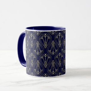 Caneca Art Nouveau Marinho Azul e Dourado