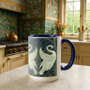 Caneca Art Nouveau Swans Frieze Patterno de Walter Crane