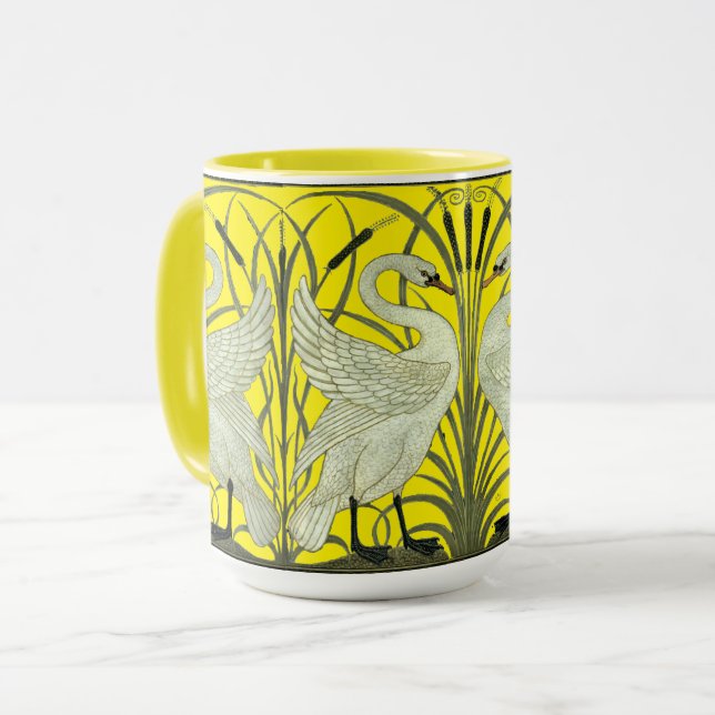 Caneca Art Nouveau Swans Frieze Patterno de Walter Crane (Frente Esquerda)