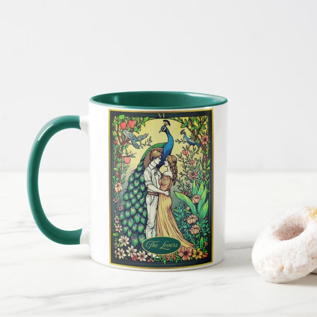 Caneca Art Nouveau Tarot Card, The Lovers (Com Donut)