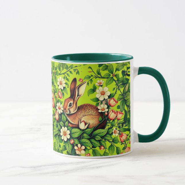 Caneca Art Nouveau Wild Rabbit and Flowers (Direita)