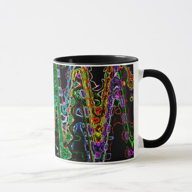 Caneca Arte abstracta das formas de onda do arco-íris (Direita)