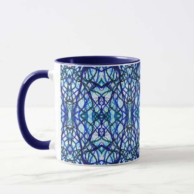 Caneca Arte Abstrata de Tinta Alcoólica Azul de Ícaro (Esquerda)