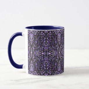 Caneca Arte Abstrata de Tinta Nanquim Índia Roxo Preto