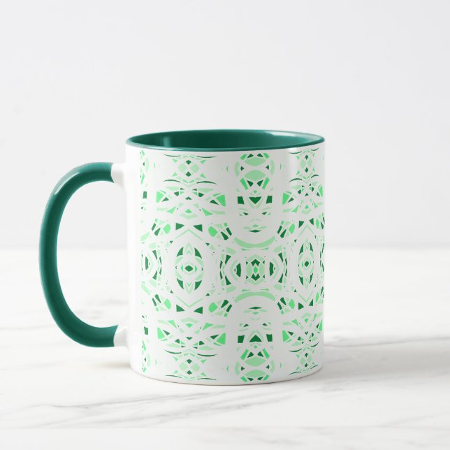 Caneca Arte Abstrata em Gouache Verde Branco Firebrand (Esquerda)