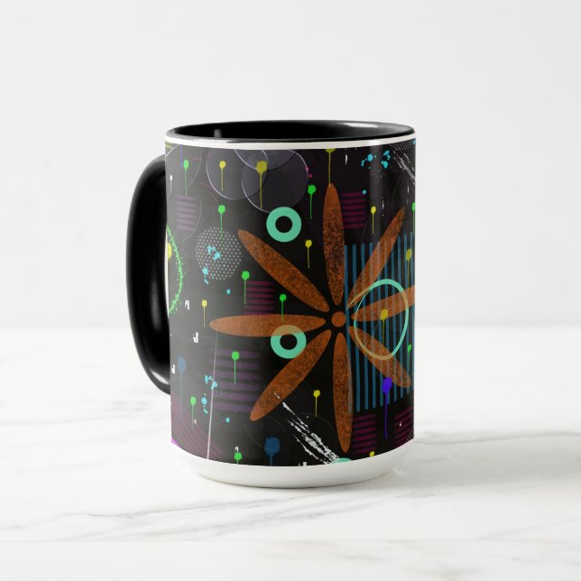 Caneca Arte abstrata: satélite  (Frente Esquerda)