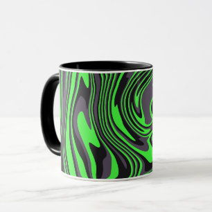 Caneca Arte Abstrata Verde e Preto Girando