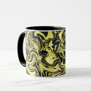 Caneca Arte abstrato a girar em tons Ouros e pretos