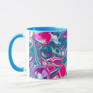 Caneca Arte Abstrato de Fluidos Rosa e Azul
