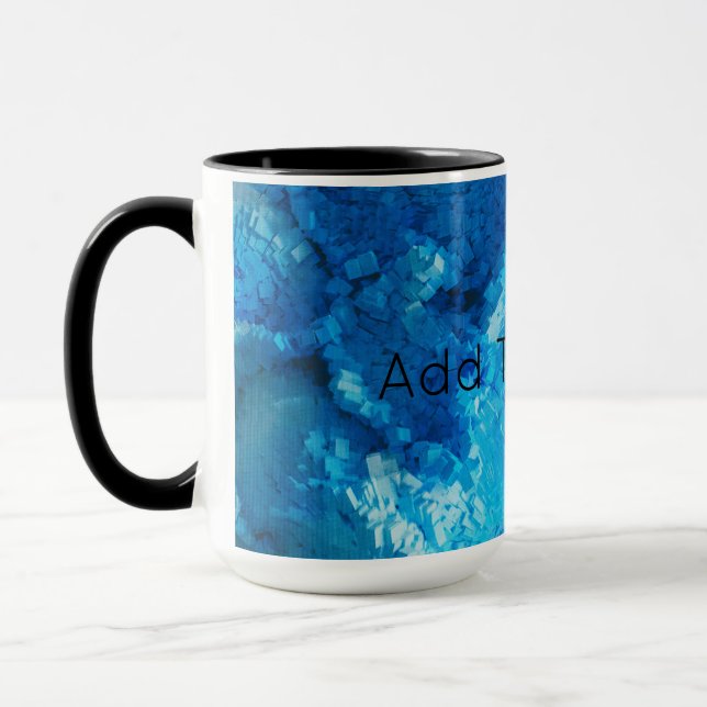 Caneca Arte Abstrato de Mistura Azul e Branca (Esquerda)