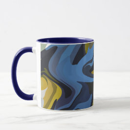 Caneca Arte abstrato Fluida com Curvas em Fluxo
