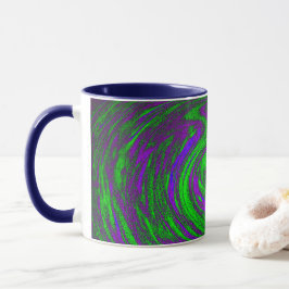 Caneca Arte Abstrato verde e azul púrpura