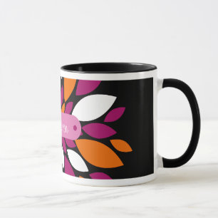 Caneca Arte alaranjada roxa conhecida personalizada da