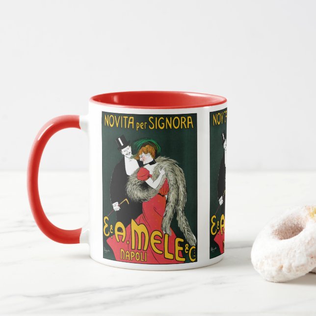 Caneca Arte Antiga Art Nouveau, Moda Italiana Amor Romanc (Com Donut)