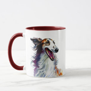 Caneca Arte Borzoi Colorida Arte vibrante em galgos