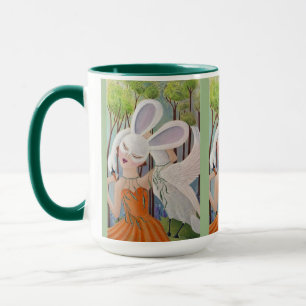 Caneca Arte Caprichosa de Garota Coelho e Cisne