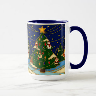 Caneca Arte Cloisonne Floresta Caprichosa Natal Clássico