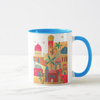 Caneca Arte colorida da cidade de Jerusalem