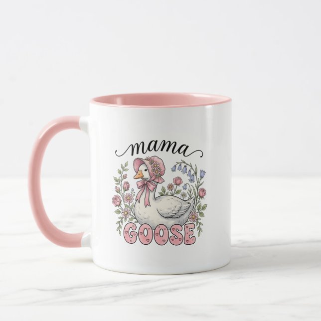 Caneca Arte com palavras de ganso Mama fofa (Esquerda)