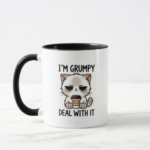 Caneca Arte com palavras de gatinho mal-humorado engraçad