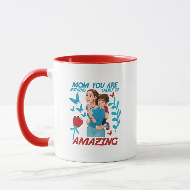 Caneca Arte com palavras de Mãe incrível e fofa (Esquerda)