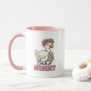 Caneca Arte com palavras de Mamãe Boho Fofa ganso