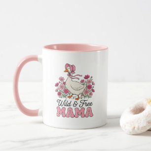 Caneca Arte com palavras de Mamãe gansa selvagem fofa e l