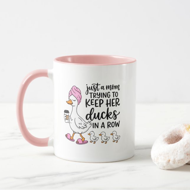 Caneca Arte com palavras de pato da mamãe fofa (Com Donut)