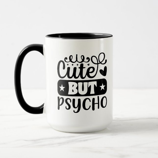Caneca Arte com palavras de psicopata engraçado e fofo (Esquerda)