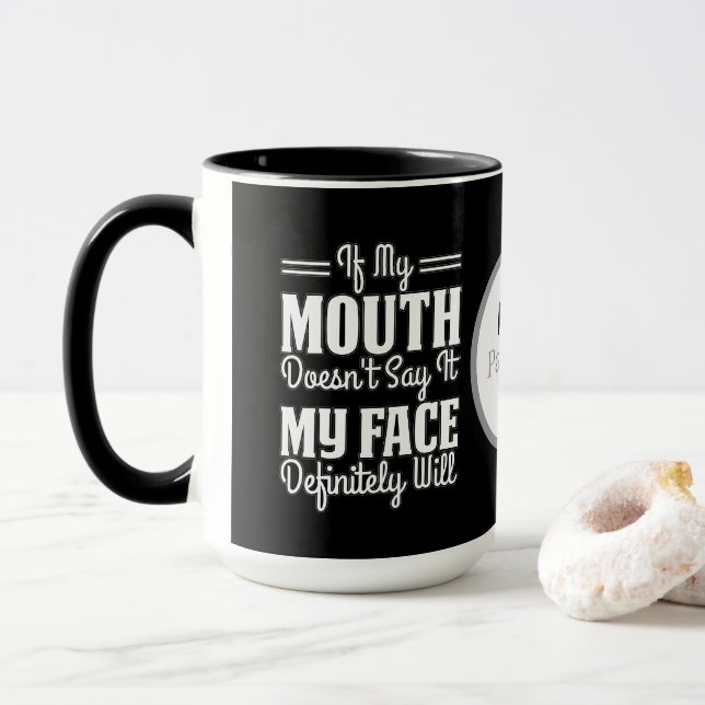 Caneca Arte com palavras de sarcasmo engraçado adicionar  (Com Donut)
