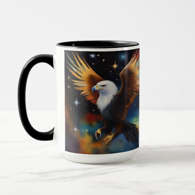 Caneca Arte Cósmica Colorida Da Águia Voadora, (Esquerda)