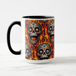 Caneca Arte Crânio do Açúcar - Crânio Flamejante