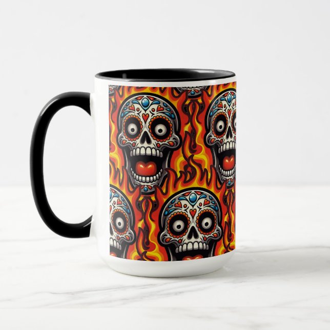 Caneca Arte Crânio do Açúcar - Crânio Flamejante (Esquerda)