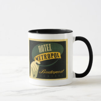 Caneca Arte da etiqueta do hotel de Budapest Hungria das