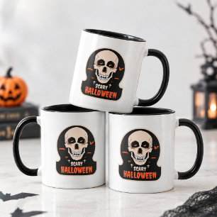 Caneca Arte de Adesivo de Caveira de Vampiro Assustador
