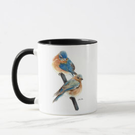 Caneca Arte de Aquarela do Casal Bluebird