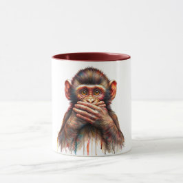 Caneca Arte de Aquarela do Macaco 'Falar Nada Mau'