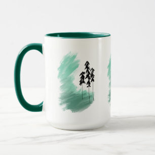 Caneca Arte de árvore verde escandinava simples menta mod
