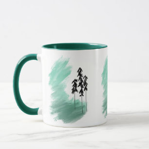 Caneca arte de árvore verde escandinava simples moderno m