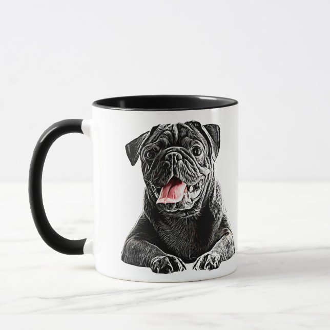 Caneca Arte de bichos de estimação de cachorro preto (Esquerda)