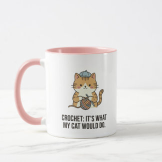 Caneca Arte de Bola de Fio Fofa Crochê de Gato Ginger Ado
