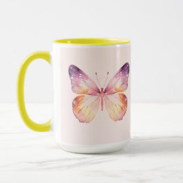 Caneca Arte de Borboleta em Aquarela